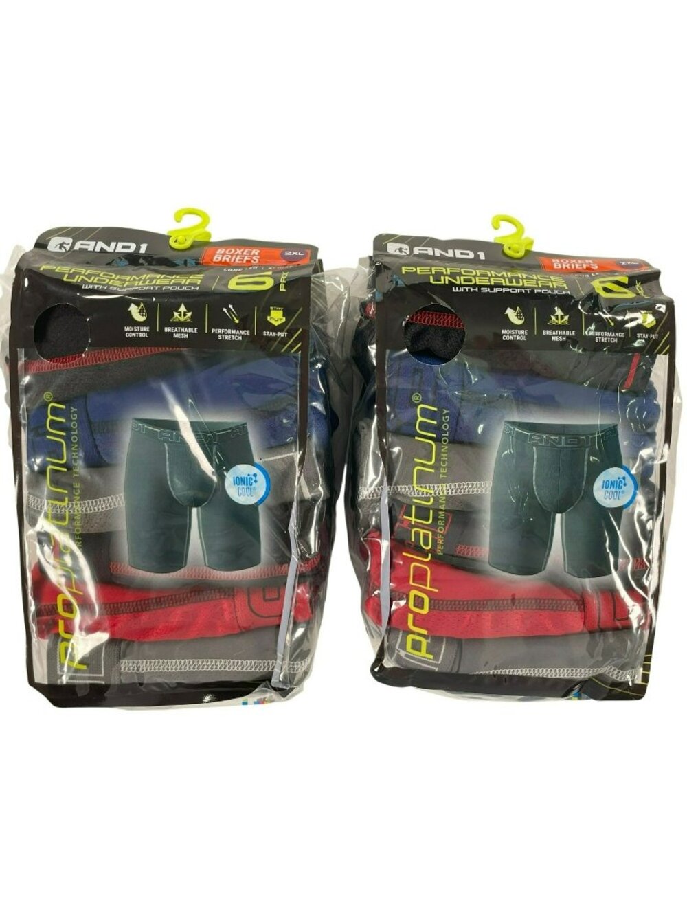 AND1 Pro Platinum Boxer Briefs LOT-OF-2 6-Packs 9" Inseam Men's Size 2XL SEALED
